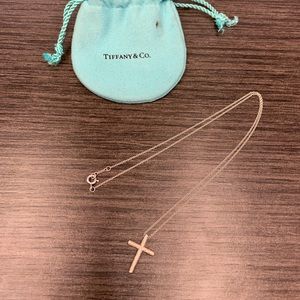 Tiffany Elsa Peretti Hammered Cross Necklace